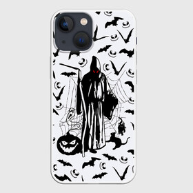 Чехол для iPhone 13 mini с принтом Хэллоуин, Grim Reaper в Кировске,  |  | bat | death | ghost | halloween | horror | spiderweb | вампиры | летучая мышь | летучие мыши | нечистая сила | нечисть | пауки | паутина | привидение | призрак | страшный | тыква | тьма | хеллоуин | хоррор | хэллоуин