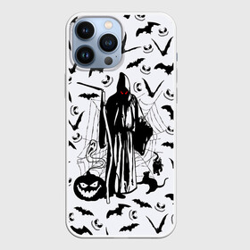 Чехол для iPhone 13 Pro Max с принтом Хэллоуин, Grim Reaper в Кировске,  |  | bat | death | ghost | halloween | horror | spiderweb | вампиры | летучая мышь | летучие мыши | нечистая сила | нечисть | пауки | паутина | привидение | призрак | страшный | тыква | тьма | хеллоуин | хоррор | хэллоуин