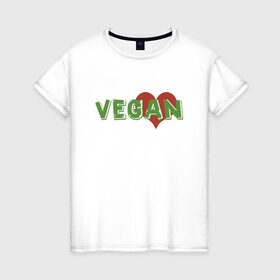 Женская футболка хлопок с принтом Vegan Love в Кировске, 100% хлопок | прямой крой, круглый вырез горловины, длина до линии бедер, слегка спущенное плечо | Тематика изображения на принте: green | greenpaece | love | vegan | yoga | веган | вегетарианец | гринпис | дерево | еда | животные | жизнь | здоровье | зеленый | йога | любовь | мир | овощи | пища | планета | природа | сердце | фрукты