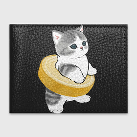 Обложка для студенческого билета с принтом Котёнок в бублике в Кировске, натуральная кожа | Размер: 11*8 см; Печать на всей внешней стороне | арт | бублик | кот | котёнок | кошка | милая кошка | милый кот | милый котёнок | пончик | рисунок