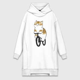 Платье-худи хлопок с принтом Котик на велосипеде в Кировске,  |  | арт | велосипед | ветер | кот | котёнок | кошка | милая кошка | милый кот | милый котёнок | отдых | отдыхает | пончик | рисунок