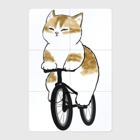 Магнитный плакат 2Х3 с принтом Котик на велосипеде в Кировске, Полимерный материал с магнитным слоем | 6 деталей размером 9*9 см | Тематика изображения на принте: арт | велосипед | ветер | кот | котёнок | кошка | милая кошка | милый кот | милый котёнок | отдых | отдыхает | пончик | рисунок
