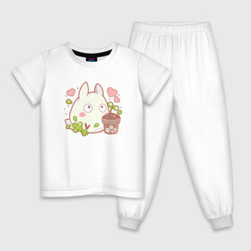 Детская пижама хлопок с принтом Totoro Life в Кировске, 100% хлопок |  брюки и футболка прямого кроя, без карманов, на брюках мягкая резинка на поясе и по низу штанин
 | Тематика изображения на принте: ghibli | japan | nature | neigbor | neighbour | totoro | анимация | аниме | гибли | друг | животные | лес | милый | мир | миядзаки | мой сосед тоторо | мульт | мультфильм | природа | сердце | сосед | тоторо | хаяо | хранитель