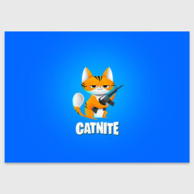 Поздравительная открытка с принтом Catnite в Кировске, 100% бумага | плотность бумаги 280 г/м2, матовая, на обратной стороне линовка и место для марки
 | cs go | fortnite | кот | котик | смешной кот | смешной фортнайт | фортнайт | шутер