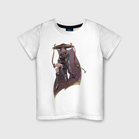 Детская футболка хлопок с принтом Скарамучча в Кировске, 100% хлопок | круглый вырез горловины, полуприлегающий силуэт, длина до линии бедер | арт | баал | инадзума | милый парень | рисунок | скарамучча | фатуи