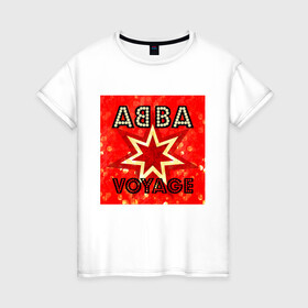 Женская футболка хлопок с принтом ABBA новый альбом Voyage в Кировске, 100% хлопок | прямой крой, круглый вырез горловины, длина до линии бедер, слегка спущенное плечо | abba | voyage | абба | альбом | возвращение | группа | музыка | поп | премьера