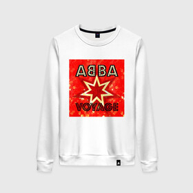 Женский свитшот хлопок с принтом ABBA новый альбом Voyage в Кировске, 100% хлопок | прямой крой, круглый вырез, на манжетах и по низу широкая трикотажная резинка  | abba | voyage | абба | альбом | возвращение | группа | музыка | поп | премьера