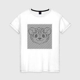 Женская футболка хлопок с принтом Tiger Cub illusion в Кировске, 100% хлопок | прямой крой, круглый вырез горловины, длина до линии бедер, слегка спущенное плечо | art | illusion | арт | иллюзия | линии | надпись | оптическая | оптическая иллюзия