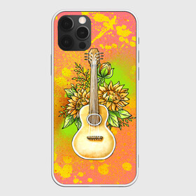 Чехол для iPhone 12 Pro Max с принтом Гитара и подсолнухи в Кировске, Силикон |  | гитара | инструмент | кляксы | подсолнух | цветы