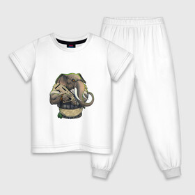 Детская пижама хлопок с принтом Слон-военный в Кировске, 100% хлопок |  брюки и футболка прямого кроя, без карманов, на брюках мягкая резинка на поясе и по низу штанин
 | Тематика изображения на принте: автомат | арт | животное | зверь | оружие | рисунок | слон | человекоподобный