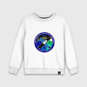 Детский свитшот хлопок с принтом SPACEX Илон Маск Лого в Кировске, 100% хлопок | круглый вырез горловины, эластичные манжеты, пояс и воротник | земля | компания. | космос | логотип | орбита