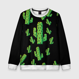 Детский свитшот 3D с принтом Cactus Time - Веселые кактусы в Кировске, 100% полиэстер | свободная посадка, прямой крой, мягкая тканевая резинка на рукавах и понизу свитшота | cactus time | веселый | зеленый | кактусы | милый