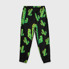 Детские брюки 3D с принтом Cactus Time - Веселые кактусы в Кировске, 100% полиэстер | манжеты по низу, эластичный пояс регулируется шнурком, по бокам два кармана без застежек, внутренняя часть кармана из мелкой сетки | cactus time | веселый | зеленый | кактусы | милый