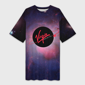 Платье-футболка 3D с принтом Virgin Galactic космос в Кировске,  |  | вирджин галактик | космос | лого