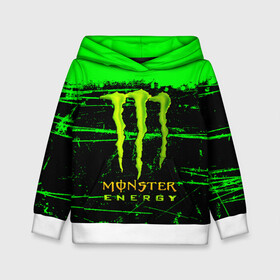 Детская толстовка 3D с принтом MONSTER ENERGY NEON LOGO в Кировске, 100% полиэстер | двухслойный капюшон со шнурком для регулировки, мягкие манжеты на рукавах и по низу толстовки, спереди карман-кенгуру с мягким внутренним слоем | Тематика изображения на принте: monster | monster energy | монстер | монстер енерджи | монстер енэрджи | монстер энерджи | неон | энергетик | энергетический напиток