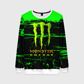 Женский свитшот 3D с принтом MONSTER ENERGY NEON LOGO в Кировске, 100% полиэстер с мягким внутренним слоем | круглый вырез горловины, мягкая резинка на манжетах и поясе, свободная посадка по фигуре | Тематика изображения на принте: monster | monster energy | монстер | монстер енерджи | монстер енэрджи | монстер энерджи | неон | энергетик | энергетический напиток