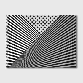 Альбом для рисования с принтом Полосатый комбинированный узор в Кировске, 100% бумага
 | матовая бумага, плотность 200 мг. | звезды | комбинированный | молодежный | монохромный | полосатый | серый и черный | современный | черно белый