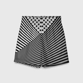 Детские спортивные шорты 3D с принтом Полосатый комбинированный узор в Кировске,  100% полиэстер
 | пояс оформлен широкой мягкой резинкой, ткань тянется
 | звезды | комбинированный | молодежный | монохромный | полосатый | серый и черный | современный | черно белый
