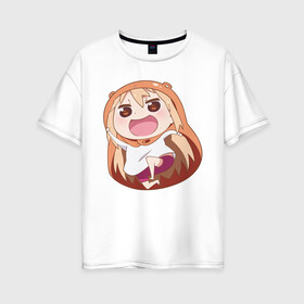 Женская футболка хлопок Oversize с принтом Umaru в Кировске, 100% хлопок | свободный крой, круглый ворот, спущенный рукав, длина до линии бедер
 | anime | himouto umaru chan | umaru | umaru chan | аниме | аниме сереал | двуличная сестрёнка умару | мульт  фильм | мультсериал | умару | умару дома | умару чан