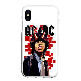 Чехол для iPhone XS Max матовый с принтом AC/DC Ангус Янг в Кировске, Силикон | Область печати: задняя сторона чехла, без боковых панелей | ac dc | acdc | acdc ас дс | angus | back in black | highway to hell | mckinnon | you | австралийская | ангус янг | ас дс | асдс | блюз | в форме | гитара | группа | крис слэйд | метал | молния | музыка | певец | рок | рок н ролл | стиви янг