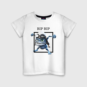 Детская футболка хлопок с принтом Crazy frog в Кировске, 100% хлопок | круглый вырез горловины, полуприлегающий силуэт, длина до линии бедер | bip | crazy | crazy frog | frog | бип | крэйзи | крэйзи фрог | лягушка | сумасшедшая лягушка