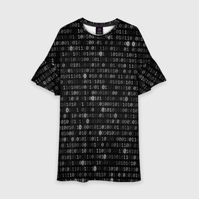 Детское платье 3D с принтом Бинарный код в Кировске, 100% полиэстер | прямой силуэт, чуть расширенный к низу. Круглая горловина, на рукавах — воланы | matrix | бинарный код | единица | единицы | матрица | нули | нули и единицы | нуль