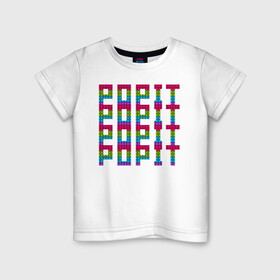 Детская футболка хлопок с принтом P O P I T в Кировске, 100% хлопок | круглый вырез горловины, полуприлегающий силуэт, длина до линии бедер | pop it | детский | детский принт | для ребенка | поп ит | попит