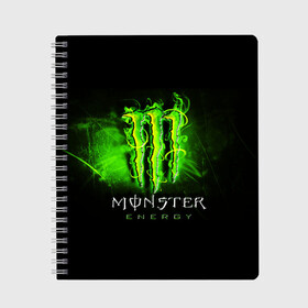 Тетрадь с принтом MONSTER ENERGY NEON | НЕОН в Кировске, 100% бумага | 48 листов, плотность листов — 60 г/м2, плотность картонной обложки — 250 г/м2. Листы скреплены сбоку удобной пружинной спиралью. Уголки страниц и обложки скругленные. Цвет линий — светло-серый
 | monster | monster energy | монстер | монстер енерджи | монстер енэрджи | монстер энерджи | неон | энергетик | энергетический напиток