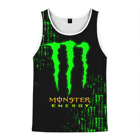 Мужская майка 3D с принтом MONSTER ENERGY NEON | МОНСТЕР в Кировске, 100% полиэстер | круглая горловина, приталенный силуэт, длина до линии бедра. Пройма и горловина окантованы тонкой бейкой | Тематика изображения на принте: monster | monster energy | монстер | монстер енерджи | монстер енэрджи | монстер энерджи | неон | энергетик | энергетический напиток