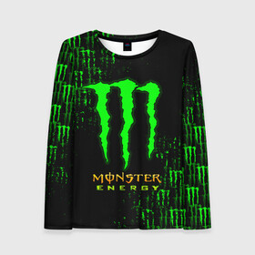 Женский лонгслив 3D с принтом MONSTER ENERGY NEON | МОНСТЕР в Кировске, 100% полиэстер | длинные рукава, круглый вырез горловины, полуприлегающий силуэт | Тематика изображения на принте: monster | monster energy | монстер | монстер енерджи | монстер енэрджи | монстер энерджи | неон | энергетик | энергетический напиток