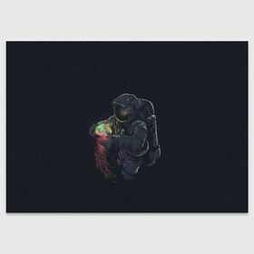 Поздравительная открытка с принтом Космическая медуза в Кировске, 100% бумага | плотность бумаги 280 г/м2, матовая, на обратной стороне линовка и место для марки
 | space | галактика | иллюстрация | космонавт | медуза