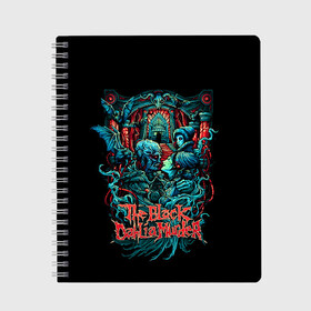 Тетрадь с принтом The Black Dahlia Murder в Кировске, 100% бумага | 48 листов, плотность листов — 60 г/м2, плотность картонной обложки — 250 г/м2. Листы скреплены сбоку удобной пружинной спиралью. Уголки страниц и обложки скругленные. Цвет линий — светло-серый
 | death metal | tbdm | the black dahlia murder | группы | метал | музыка | рок