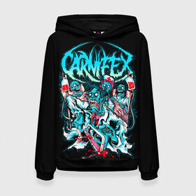 Женская толстовка 3D с принтом Carnifex в Кировске, 100% полиэстер  | двухслойный капюшон со шнурком для регулировки, мягкие манжеты на рукавах и по низу толстовки, спереди карман-кенгуру с мягким внутренним слоем. | carnifex | die without hope | graveside confessions | world war x | группы | дэткор | карнифекс | музыка | рок