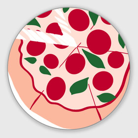 Коврик для мышки круглый с принтом пицца и ломтик в Кировске, резина и полиэстер | круглая форма, изображение наносится на всю лицевую часть | быстро | вкусно | еда | италия | кухня | пицца | тесто