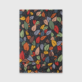 Обложка для паспорта матовая кожа с принтом Рисованная Осень в Кировске, натуральная матовая кожа | размер 19,3 х 13,7 см; прозрачные пластиковые крепления | дерево | лес | листок | листопад | листья | осень
