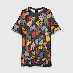 Детское платье 3D с принтом Рисованная Осень в Кировске, 100% полиэстер | прямой силуэт, чуть расширенный к низу. Круглая горловина, на рукавах — воланы | дерево | лес | листок | листопад | листья | осень