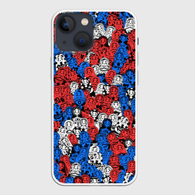 Чехол для iPhone 13 mini с принтом Бело сине красные матрёшки в Кировске,  |  | matryoshka | матрешка | паттерн | россия | русский | славянский | триколор | узор | флаг
