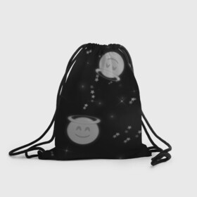 Рюкзак-мешок 3D с принтом Смайл в Кировске, 100% полиэстер | плотность ткани — 200 г/м2, размер — 35 х 45 см; лямки — толстые шнурки, застежка на шнуровке, без карманов и подкладки | ангел | звёзды | милота | смайл | смайлик | смайлики | эмодзи