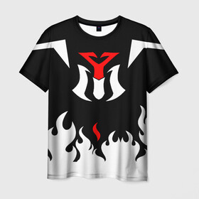 Мужская футболка 3D с принтом YOUNG MAGIC Мерч в Кировске, 100% полиэфир | прямой крой, круглый вырез горловины, длина до линии бедер | белый огонь | красный огонь | мерч | огонь | символ | фигуры