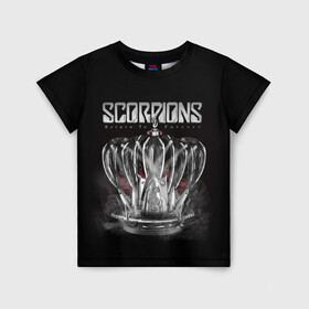 Детская футболка 3D с принтом SCORPIONS в Кировске, 100% гипоаллергенный полиэфир | прямой крой, круглый вырез горловины, длина до линии бедер, чуть спущенное плечо, ткань немного тянется | chainge | forever | germany | grunge | king | metal | music | punk | return | rock | scorpions | wind | ветер | германия | гранж | корона | метал | панк | перемен | рок | скорпионс | хард рок