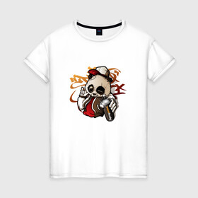 Женская футболка хлопок с принтом ПАНДА | PANDA | PAINTER (Z) в Кировске, 100% хлопок | прямой крой, круглый вырез горловины, длина до линии бедер, слегка спущенное плечо | graffiti | painter | panda | бамбуковый медведь | большая панда | графити | граффити | медведь | медведь кошка | панда | пиньинь | пятнистый медведь | художник | черно белый медведь