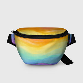 Поясная сумка 3D с принтом РАДУЖНЫЕ ВОЛНЫ | RAINBOW WAVES (Z) в Кировске, 100% полиэстер | плотная ткань, ремень с регулируемой длиной, внутри несколько карманов для мелочей, основное отделение и карман с обратной стороны сумки застегиваются на молнию | color | paint | rainbow | rainbow waves | waves | волны | краска | радуга | радужная | радужные волны | цветная | яркая