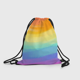 Рюкзак-мешок 3D с принтом РАДУЖНЫЕ ВОЛНЫ | RAINBOW WAVES (Z) в Кировске, 100% полиэстер | плотность ткани — 200 г/м2, размер — 35 х 45 см; лямки — толстые шнурки, застежка на шнуровке, без карманов и подкладки | color | paint | rainbow | rainbow waves | waves | волны | краска | радуга | радужная | радужные волны | цветная | яркая