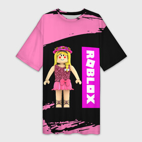 Платье-футболка 3D с принтом BARBIE  ROBLOX  РОБЛОКС (Z) в Кировске,  |  | barbie | barby | game | gamer | roblox | simulator | игра | конструктор | роблок | роблокс | симулятор | строительство | фигура