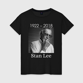 Женская футболка хлопок с принтом Stan Lee в Кировске, 100% хлопок | прямой крой, круглый вырез горловины, длина до линии бедер, слегка спущенное плечо | stan lee | актёр | писатель | продюсер | редактор | стэн ли | сценарист | телеведущий