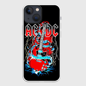 Чехол для iPhone 13 mini с принтом AC DC гитара в Кировске,  |  | ac dc | acdc | acdc ас дс | angus | back in black | highway to hell | mckinnon | you | австралийская | ангус янг | ас дс | асдс | блюз | в форме | гитара | группа | крис слэйд | метал | молния | музыка | певец | рок | рок н ролл | стиви янг