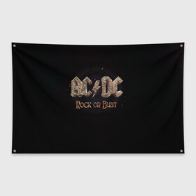 Флаг-баннер с принтом AC/DC Rock or Bust в Кировске, 100% полиэстер | размер 67 х 109 см, плотность ткани — 95 г/м2; по краям флага есть четыре люверса для крепления | Тематика изображения на принте: ac dc | acdc | acdc ас дс | angus young | back in black | highway to hell | mckinno | австралийская | ангус янг | ас дс | асдс | блюз | в форме | гитара | группа | крис слэйд | метал | молния | музыка | певец | рок | рок н ролл | стиви янг