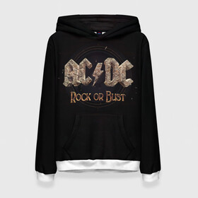 Женская толстовка 3D с принтом AC/DC Rock or Bust в Кировске, 100% полиэстер  | двухслойный капюшон со шнурком для регулировки, мягкие манжеты на рукавах и по низу толстовки, спереди карман-кенгуру с мягким внутренним слоем. | Тематика изображения на принте: ac dc | acdc | acdc ас дс | angus young | back in black | highway to hell | mckinno | австралийская | ангус янг | ас дс | асдс | блюз | в форме | гитара | группа | крис слэйд | метал | молния | музыка | певец | рок | рок н ролл | стиви янг