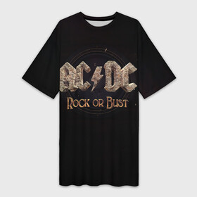 Платье-футболка 3D с принтом AC DC Rock or Bust в Кировске,  |  | Тематика изображения на принте: ac dc | acdc | acdc ас дс | angus young | back in black | highway to hell | mckinno | австралийская | ангус янг | ас дс | асдс | блюз | в форме | гитара | группа | крис слэйд | метал | молния | музыка | певец | рок | рок н ролл | стиви янг