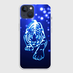 Чехол для iPhone 13 с принтом Неоновый тигр в Кировске,  |  | cat | neon | new year | tiger | блеск | восточный гороскоп | год тигра | гороскоп | день рождения | дикие животные | дикий тигр | зверь | злой кот | кот | кошак | кошка | неоновый | новый год | подарок | сила